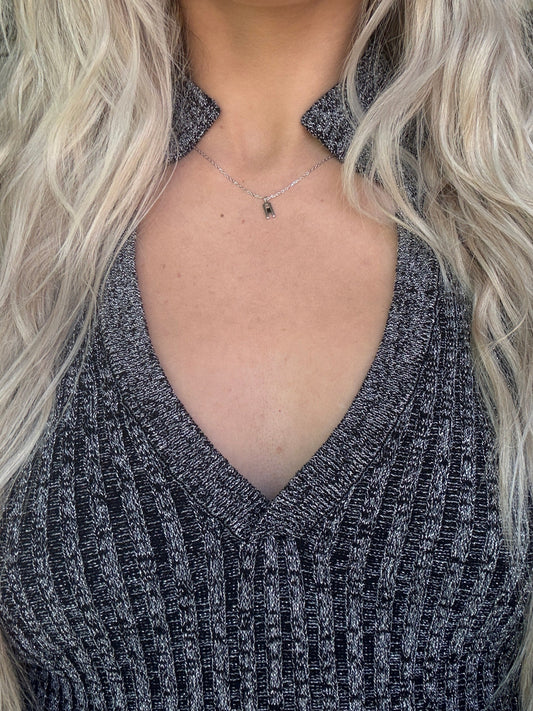 Micro Signature Necklace in Black